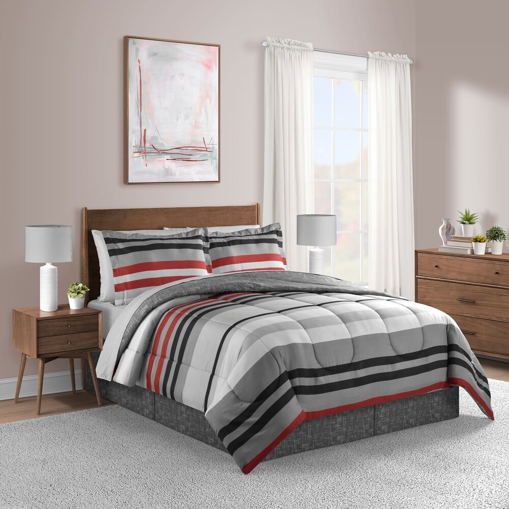 Lanwood Home Xavier Stripe 8 Piece Comforter Set