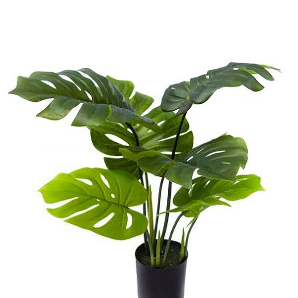 Artificial Split Leaf Philodendron Monstera Plant in Black Pot