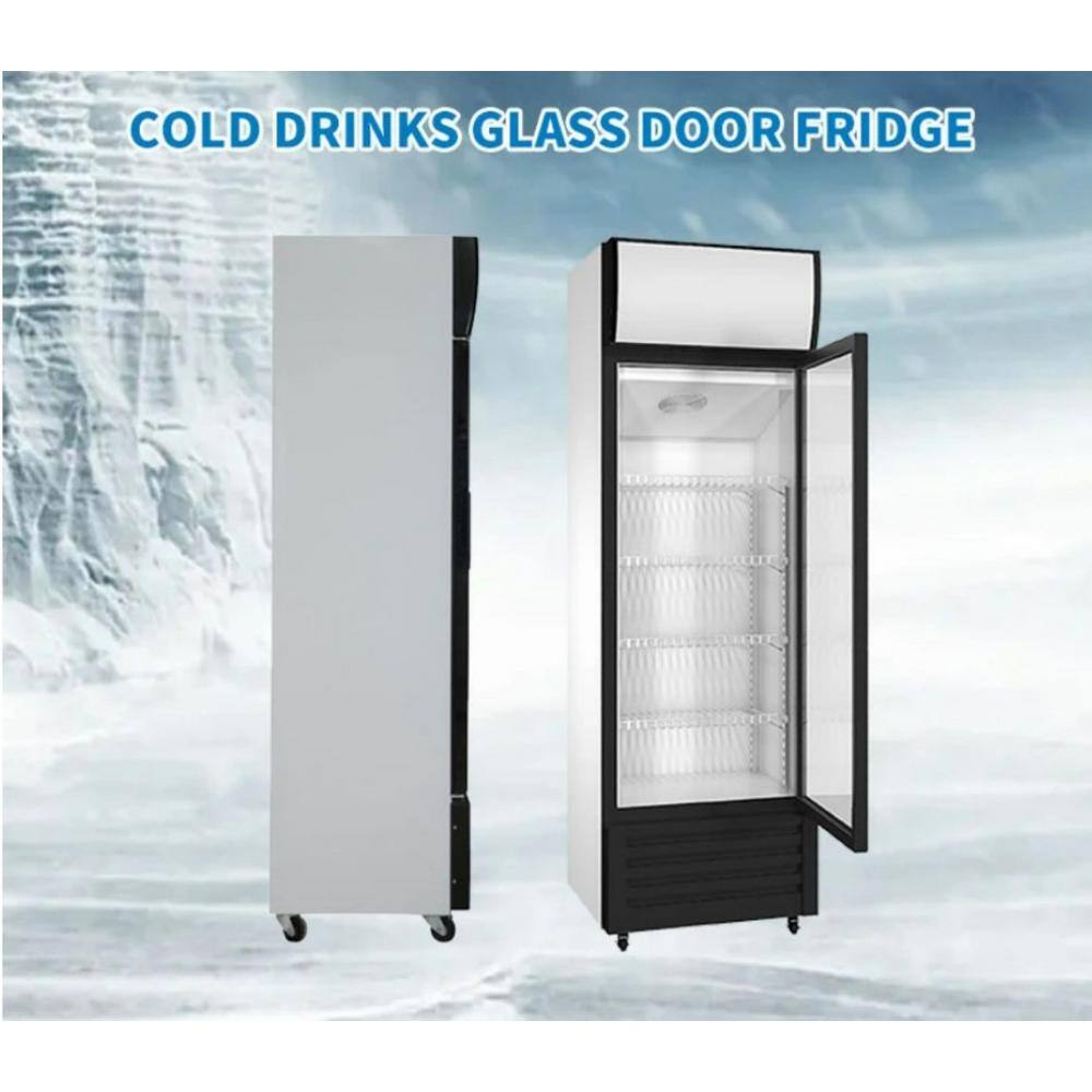 Cooler Depot 25 in. W 15.5cu.ft Commercial Merchandise Upright Display Single Glass Door Beverage Refrigerator cooler in White CD-430S