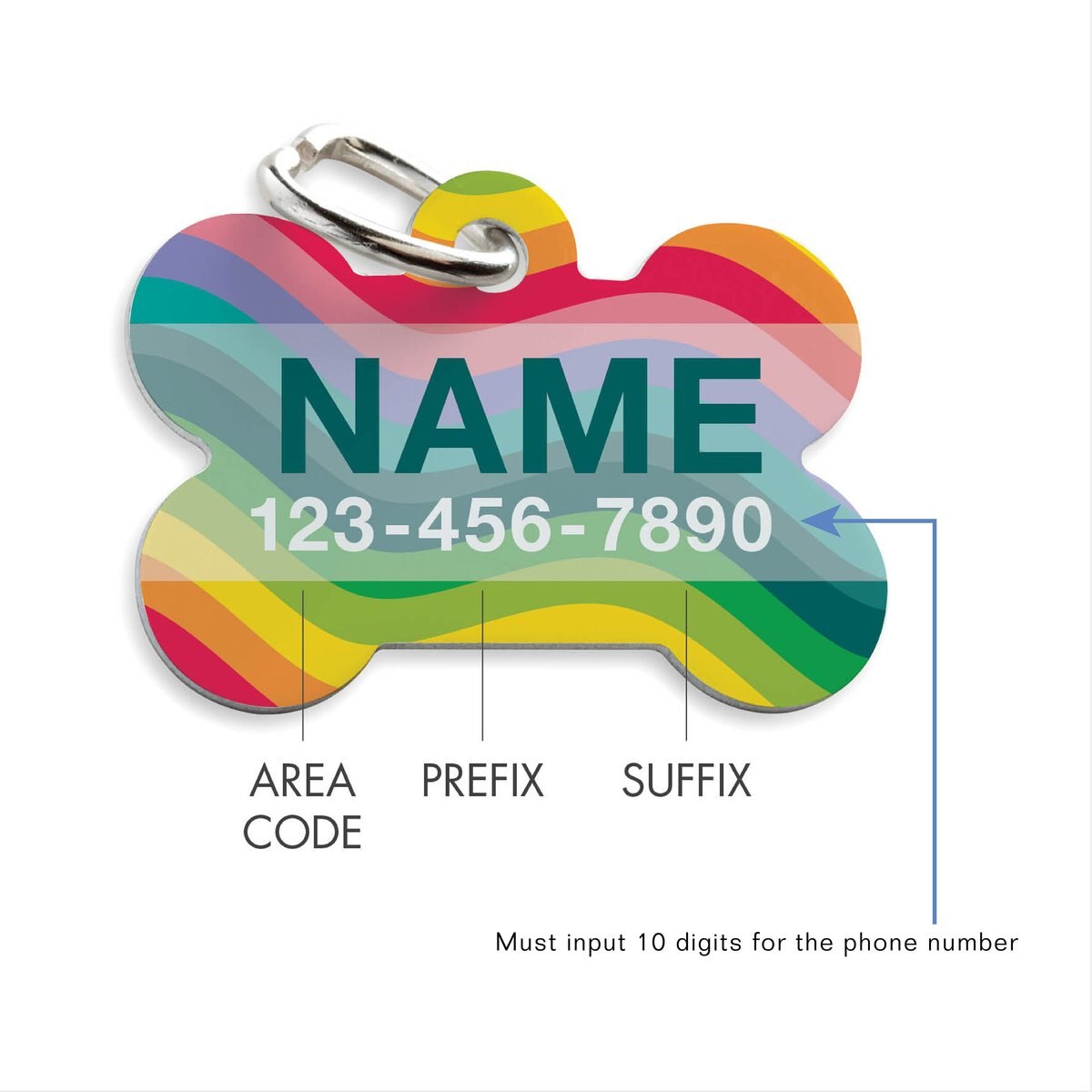 Custom Personalization Solutions Rainbow Wave Personalized Pet Tag