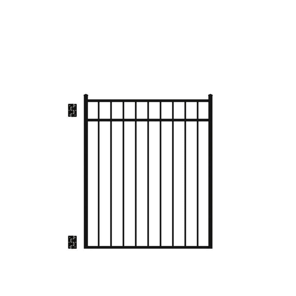 Barrette Outdoor Living Natural Reflections 4 ft. W x 4.5 ft. H Black Standard-Duty Aluminum Straight Pre-Assembled Fence Gate 73009471