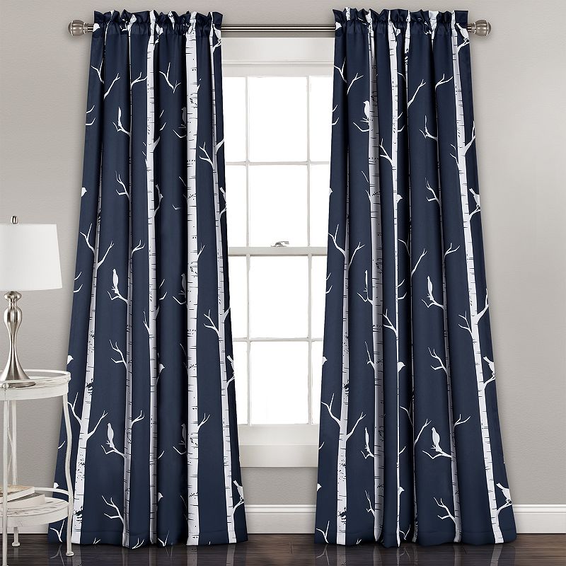 Half Moon Bird on the Tree Window Curtains Set