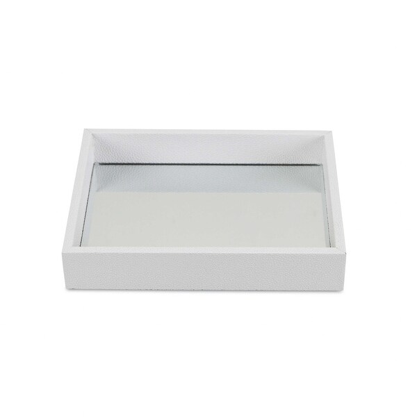 White Shagreen Mirrored Tray - 18 W x 14 D x 7 H