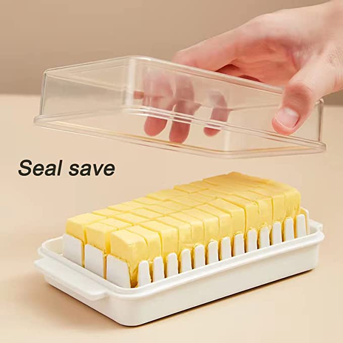 Butter Cutting Organizer Butter Cutting Storage Box Butter Fresh-Keeping Box Sealed Rectangular Kitchen Household Storage Box， Easy Storage and Use