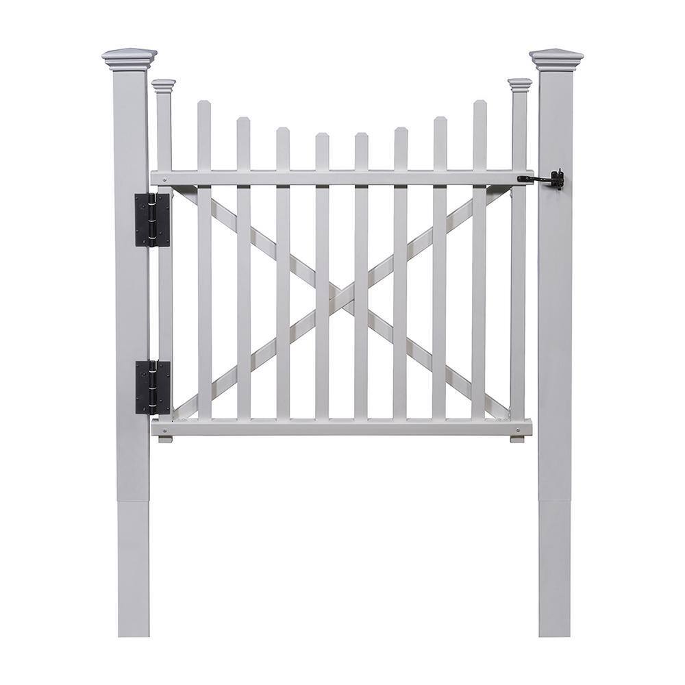 Zippity Outdoor Products 3-12 ft. H x 3-12 ft. W White Vinyl Manchester Fence Gate Kit with Posts and Hardware ZP19019