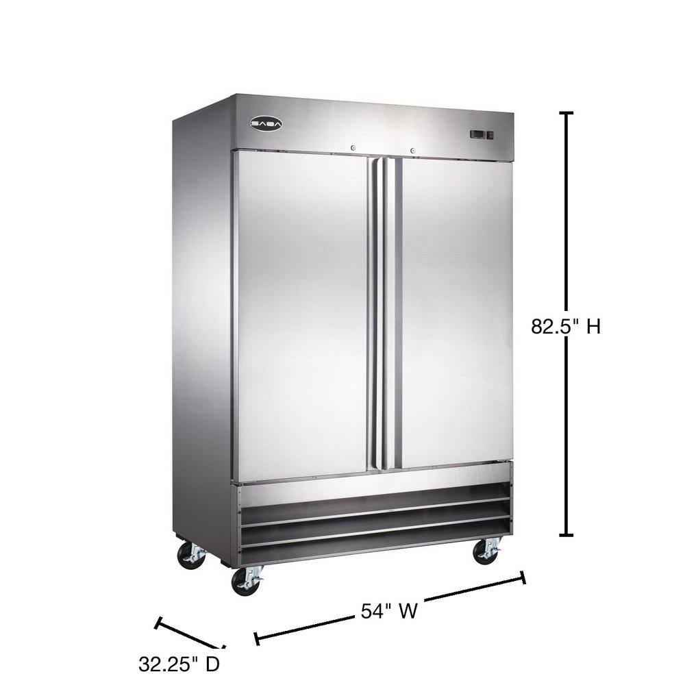 SABA 47.0 cu. ft. Two Door Commercial Reach In Upright Freezer in Stainless Steel S-47F