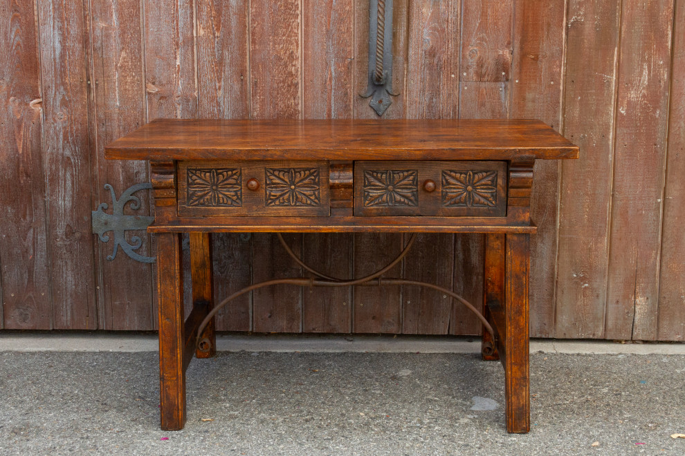 Carved Antique Elm Vizcaya Table   Traditional   Console Tables   by De cor  Houzz