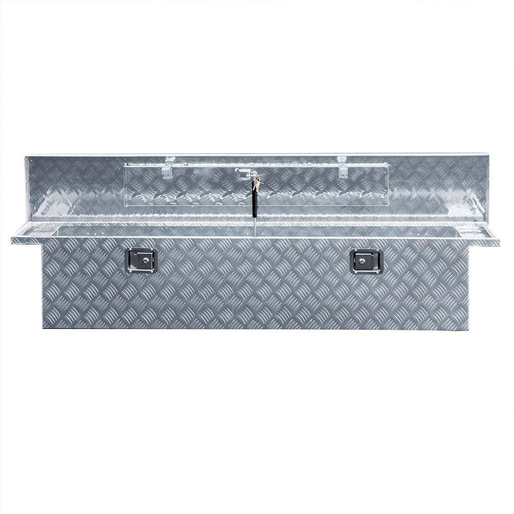 XtremepowerUS 71 in. Silver Aluminum Crossover Crossbed Truck Tool Box Storage 96018-H1