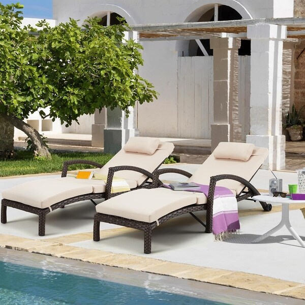 EROMMY Outdoor Patio Lounge Chair，Adjustable Recliner Outdoor Lounge Chairs，Multiple Colors Available