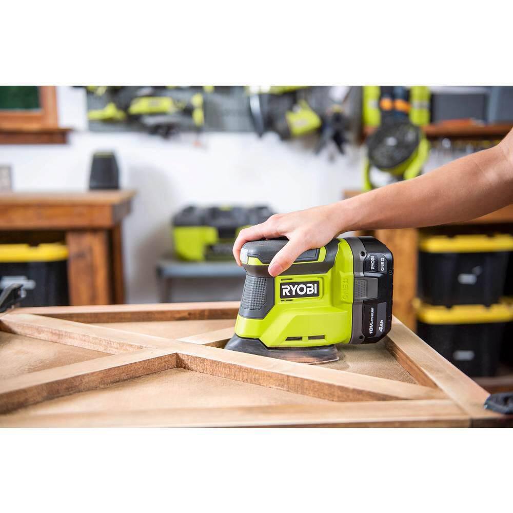 RYOBI ONE+ 18V 18-Gauge Cordless AirStrike Brad Nailer with Cordless Corner Cat Finish Sander P321-PCL416B