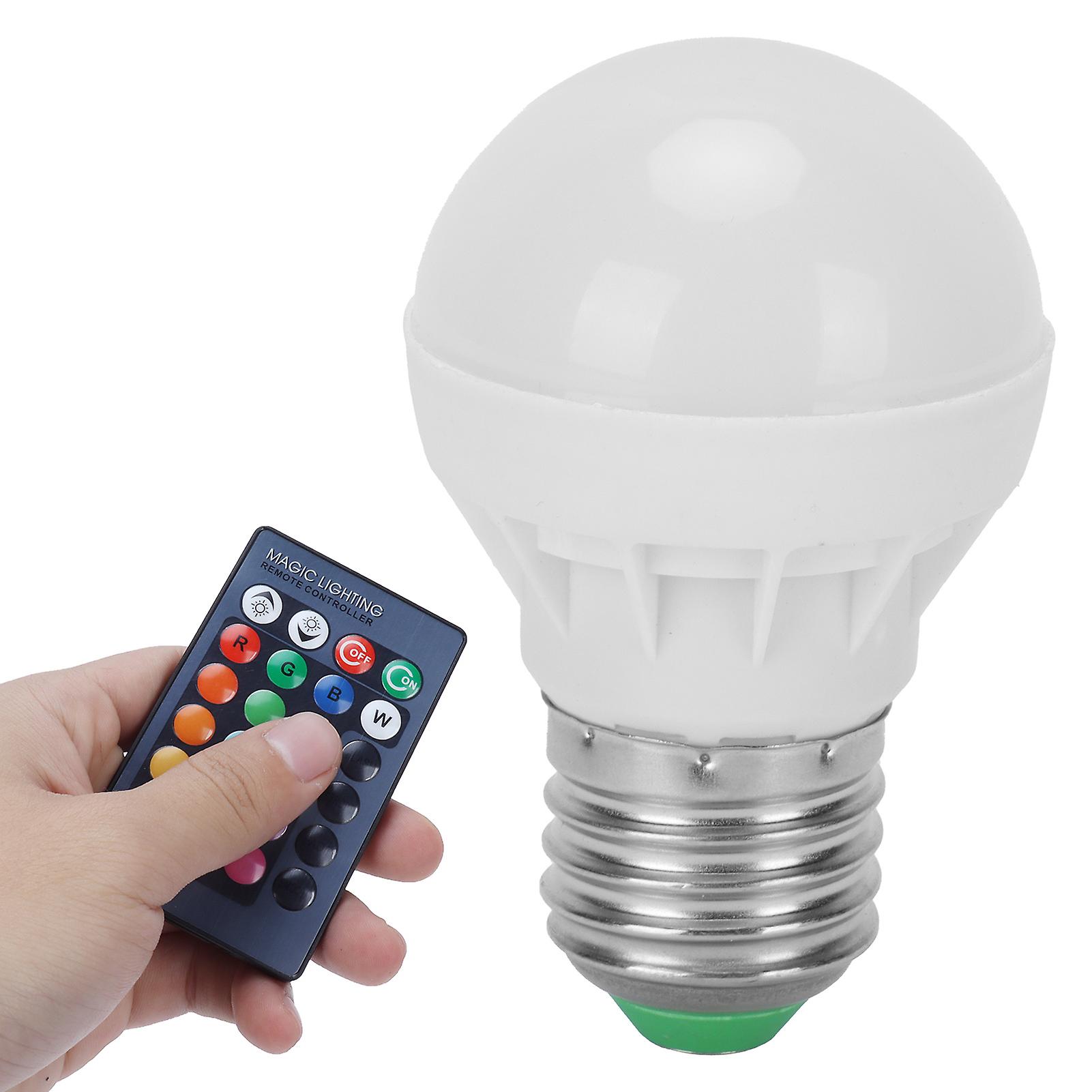 Rgb+w Light Bulb 3w E27 Remote Control Color Changing Lamp Home Decoration 85265v