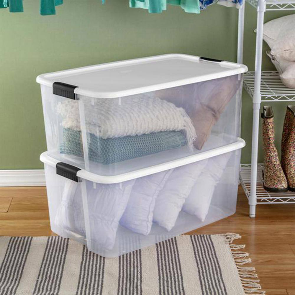 Sterilite 116-Qt. Stackable Latching Storage Box Containers Clear (4-Pack) 4 X 19909804