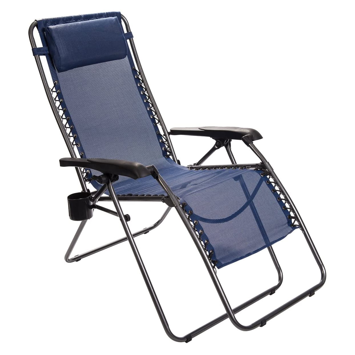 Timber Ridge Zero Gravity Locking Outdoor Patio Recliner Lounge Chair, Blue