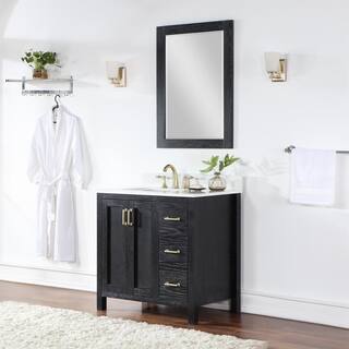 Altair Hadiya 36 in. W x 22 in. D x 34 in. H Bath Vanity in Black Oak with Carrara White Composite Stone Top 542036-BO-AW-NM