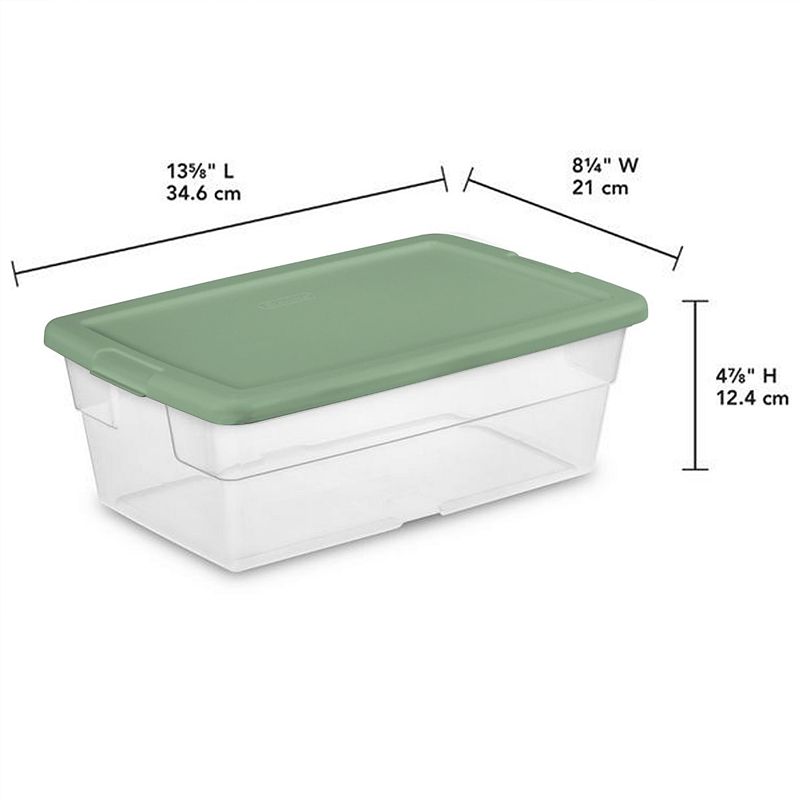 Sterilite Clear Stackable 6 Qt Storage Tote Box Container， Crisp Green (5 Pack)