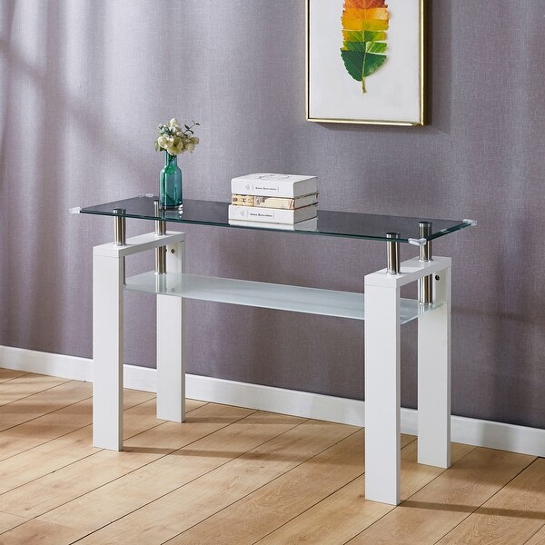 MDF Console Table， Tempered Glass Top