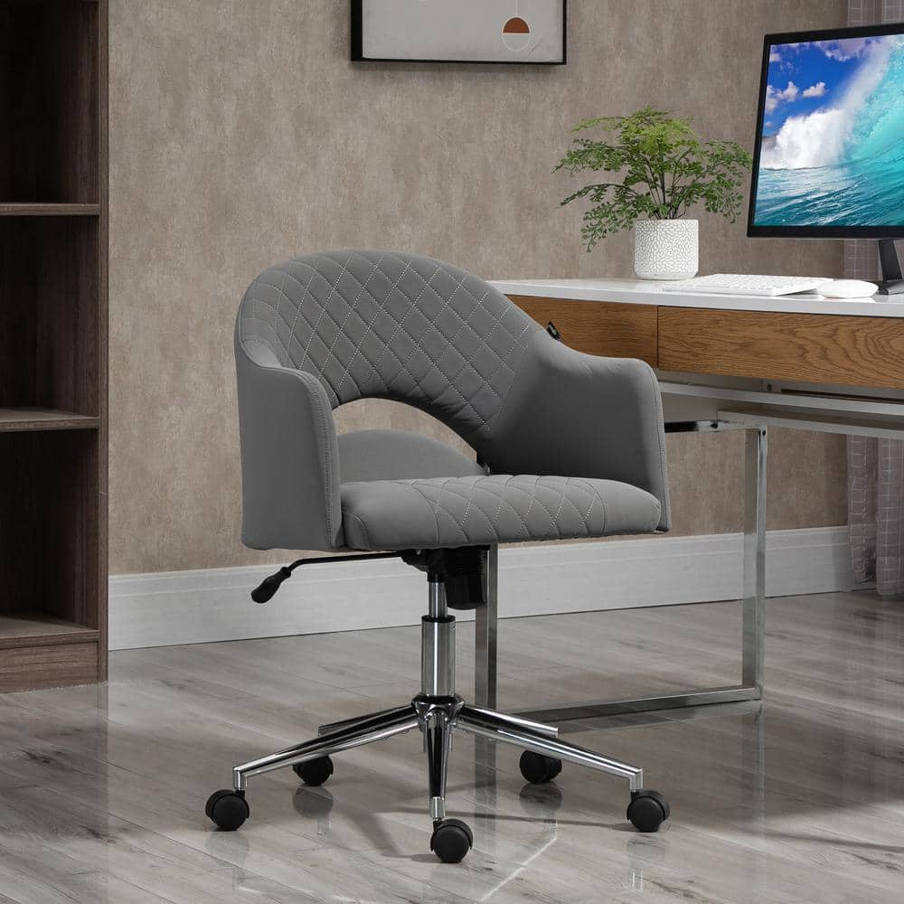 Vinsetto Grey, Ergonomic Office Chair with Swivel, Hollow Mid-Back Computer Desk Chair with Adjustable Height and Back Tilt 921-461LG