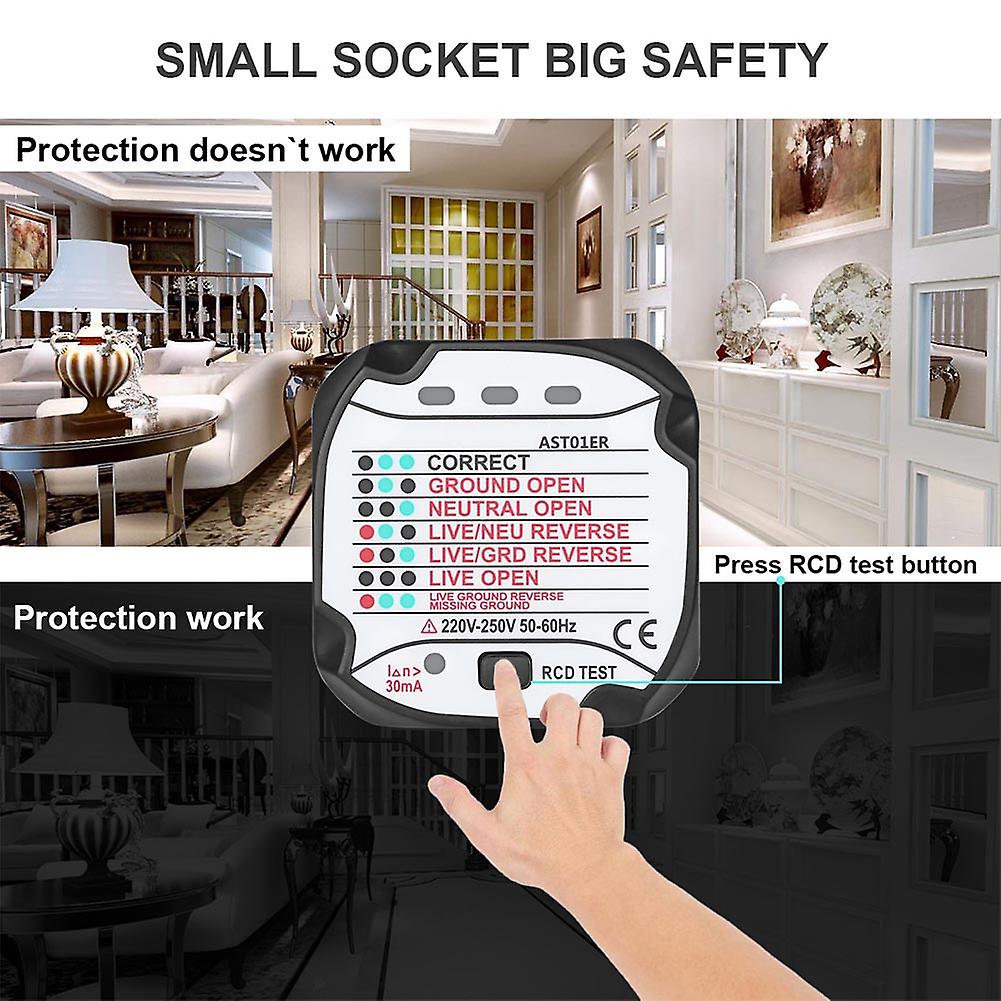 Bside Ast01 Portable Professional Automatic Electric Socket Tester Detector (220v Eu Plug)