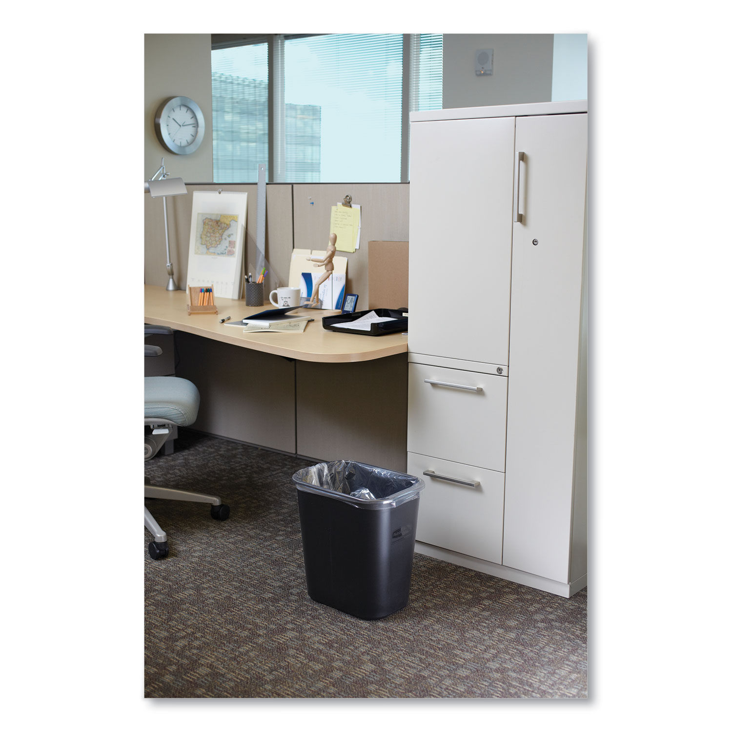 Deskside Plastic Wastebasket by Rubbermaidandreg; Commercial RCP295600BK