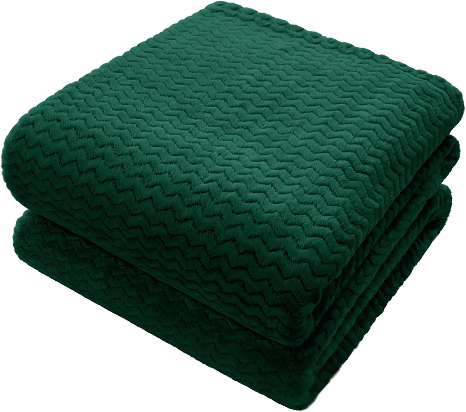 Whale flotilla Ultra Breathable Jacquard Lightweight Fleece Twin Size Bed Blanket(90x66 Inch) with Plush Wave Pattern， Soft and Cozy Blanket for All Season， Dark Green…