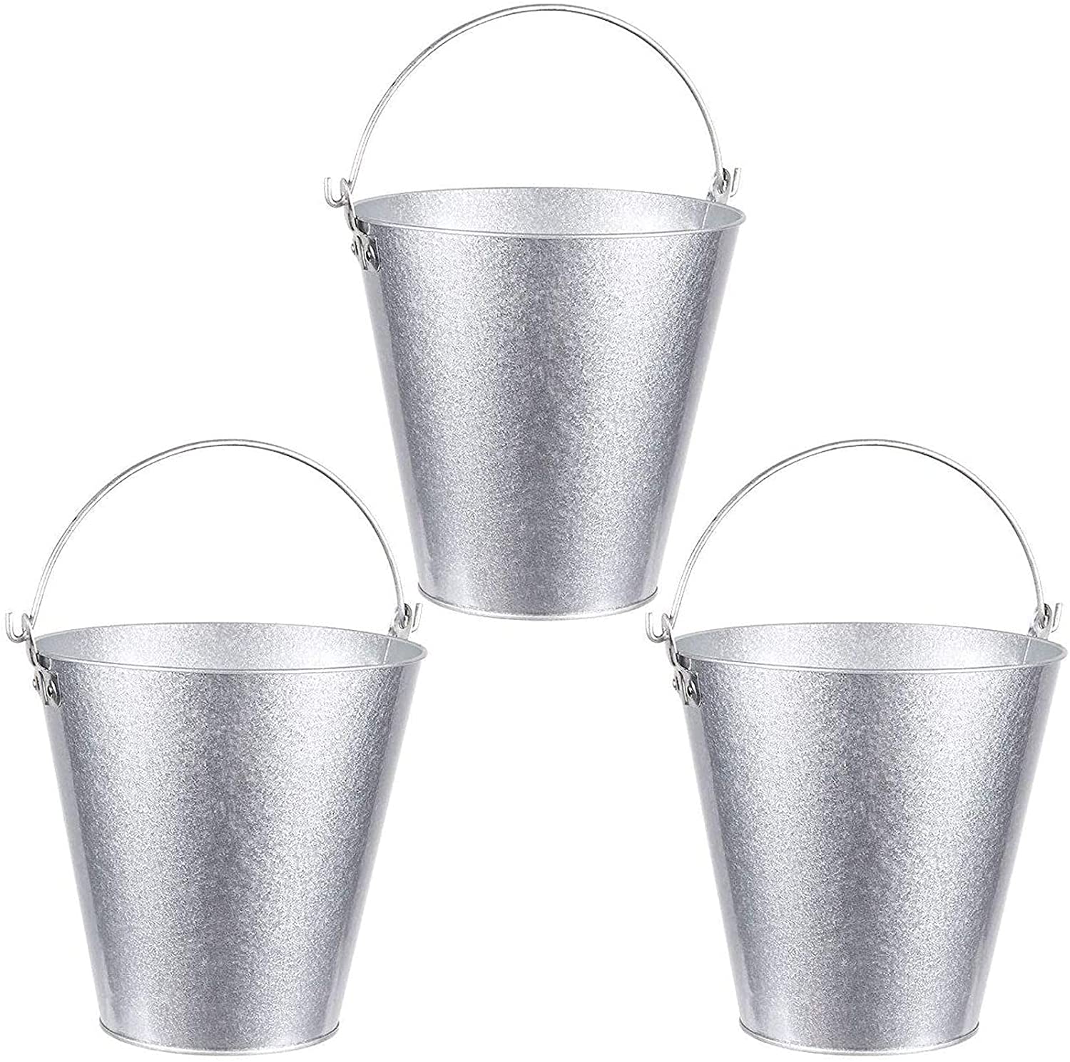 Juvale Galvanized Metal Ice Bucket Pails， 7 Inch， 3 Pack.