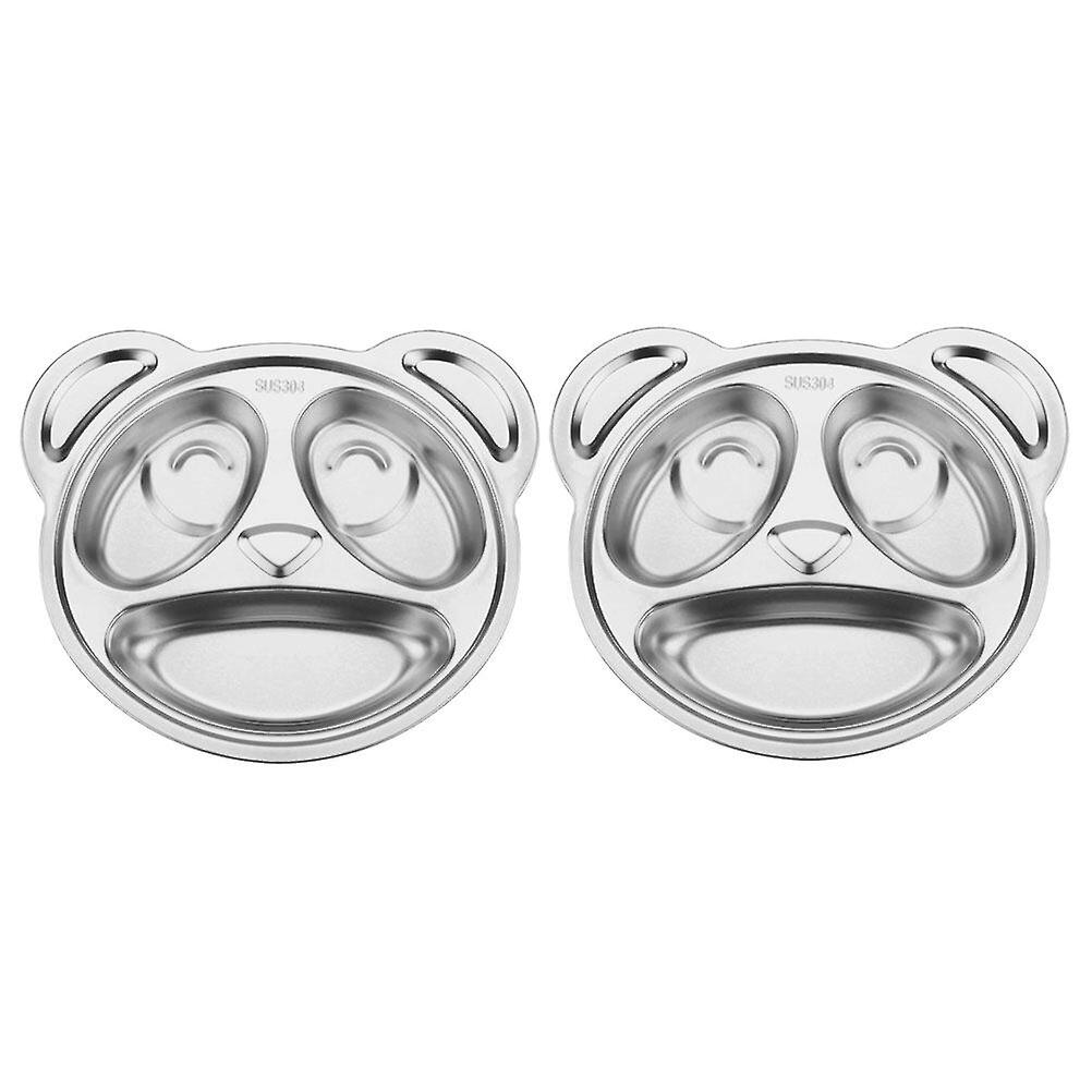 2pcs Food Plate Divided Stainless Steel Food Plate Toddlers Divided Food Serving Plate Kids Plate