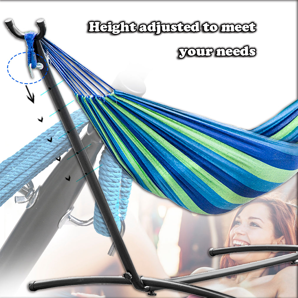 FDW Hammock Stands,Portable Hammock Stand Heavy Duty Steel Stand for Outdoor Patio or Indoor with Portable Carrying,Blue