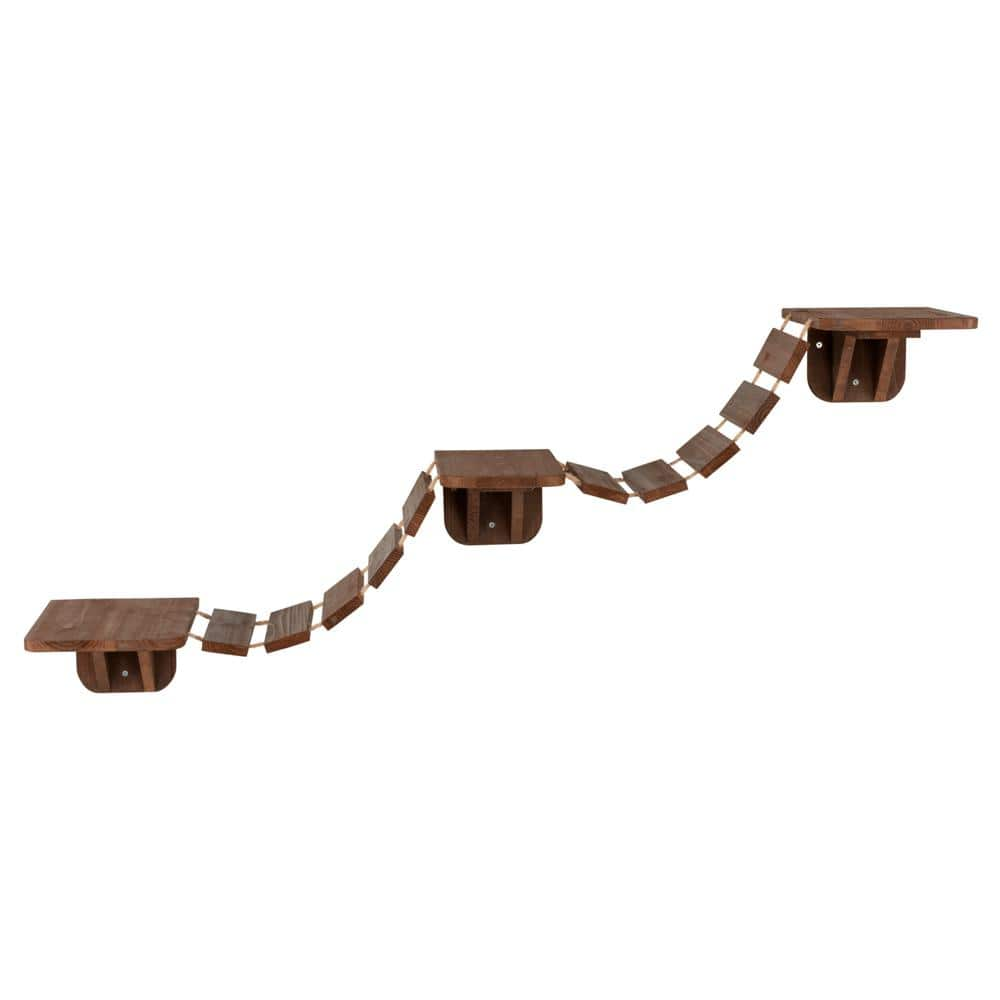 TRIXIE Brown Wall Mounted Cat Bridge with 3-Platforms Linked by Bridge 49927