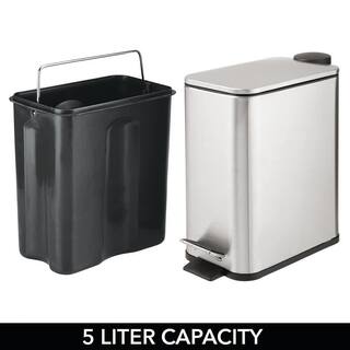 Dracelo 1.3 Gal. Rectangular Small Steel Step Trash Can Wastebasket in Chrome B07TLMRSYN