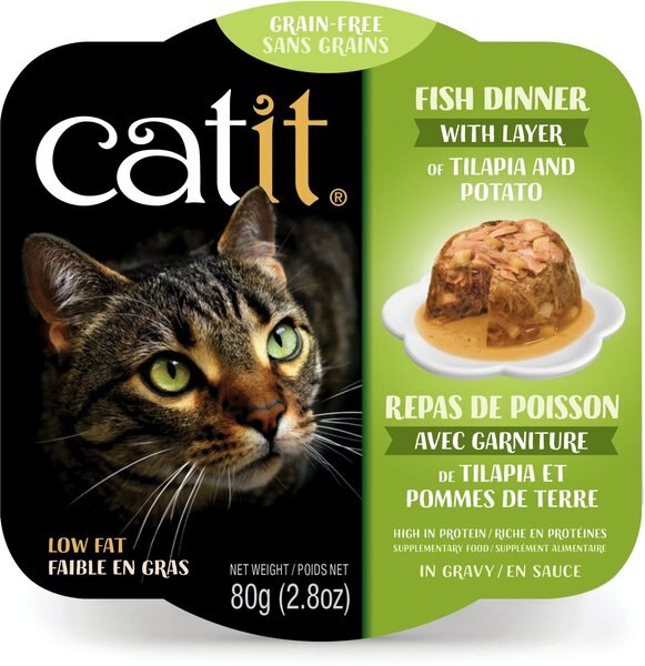 Catit Dinner Ocean Fish w/Tilapia and Potato Cat Wet Food， 2.8-oz can