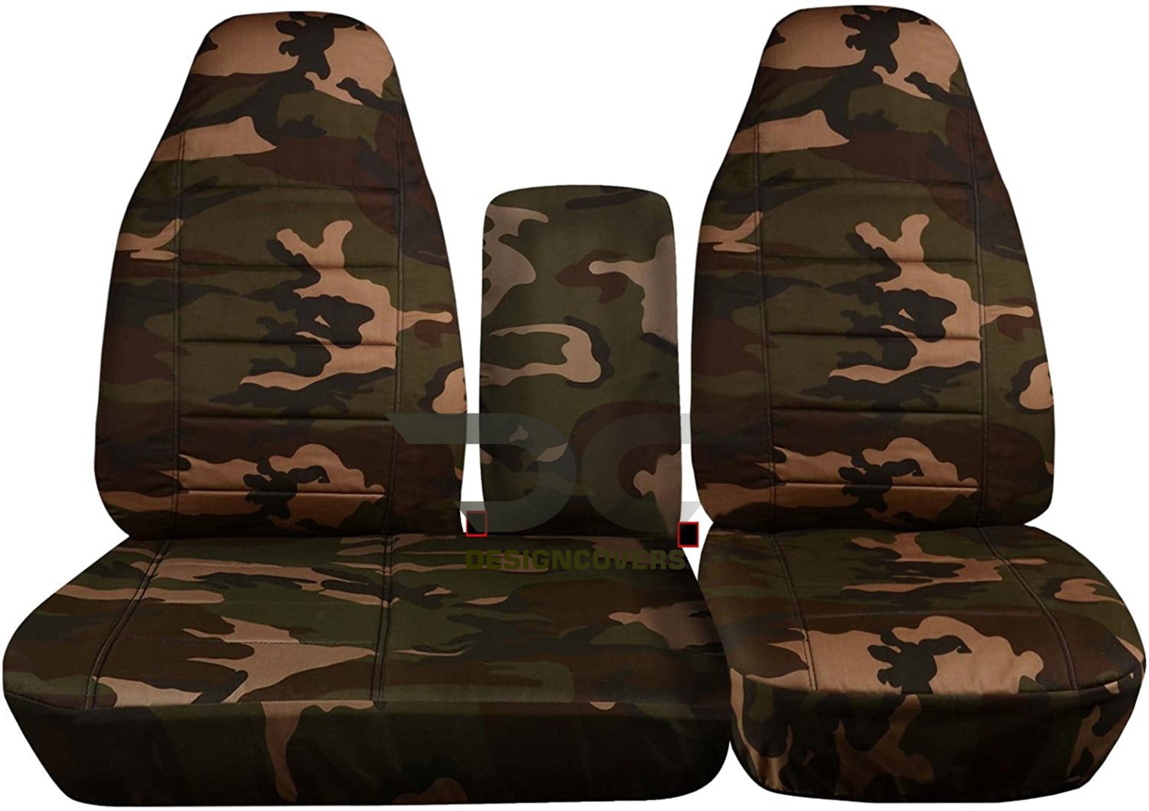 T436-Designcovers Compatible with 1997-2000 Ford F-150 Camo Truck Seat Covers (Front 40/60 Split Bench) with Molded Headrests，Opening Console: Brown and Green Camo