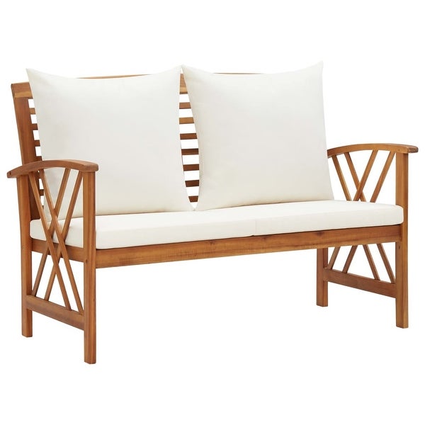 3 Piece Patio Lounge Set with Cushions Solid Acacia Wood - Overstock - 37573787