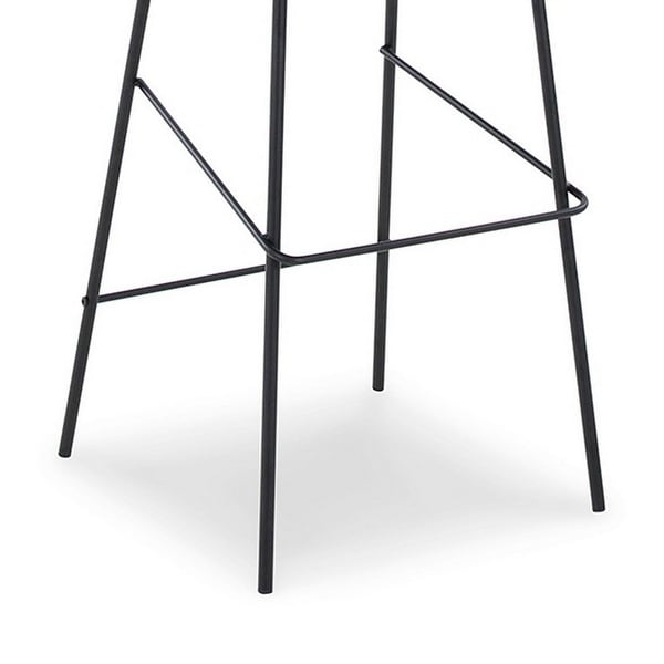 Mira 30 Inch Barstool， Set of 2， Curved Bucket Seat， Black Metal Frame