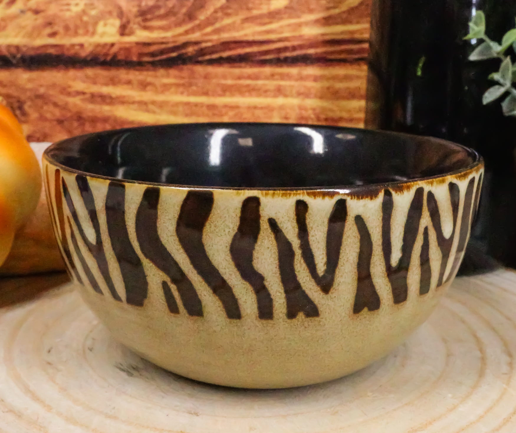 Pack Of 2 Safari Savanna Zebra Horse Print Abstract Soup Cereal Bowls 18oz