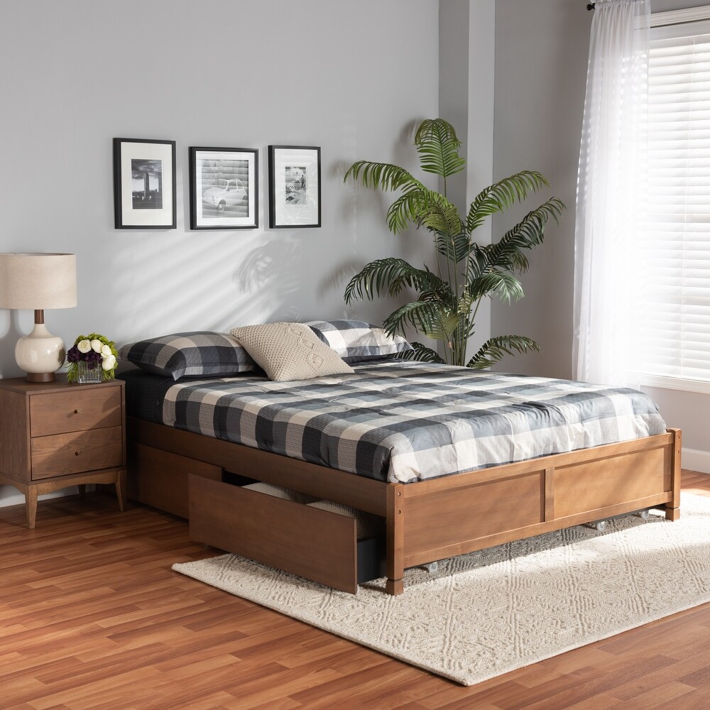 Yara Modern   Contemporary 4 Drawer Wood Storage Bed Frame(Platform)