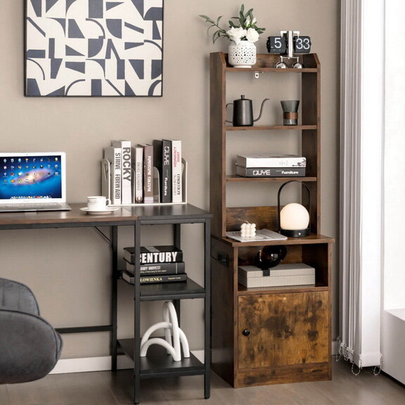 Costway 41258937 6 Tier Bookshelf with Charging St...