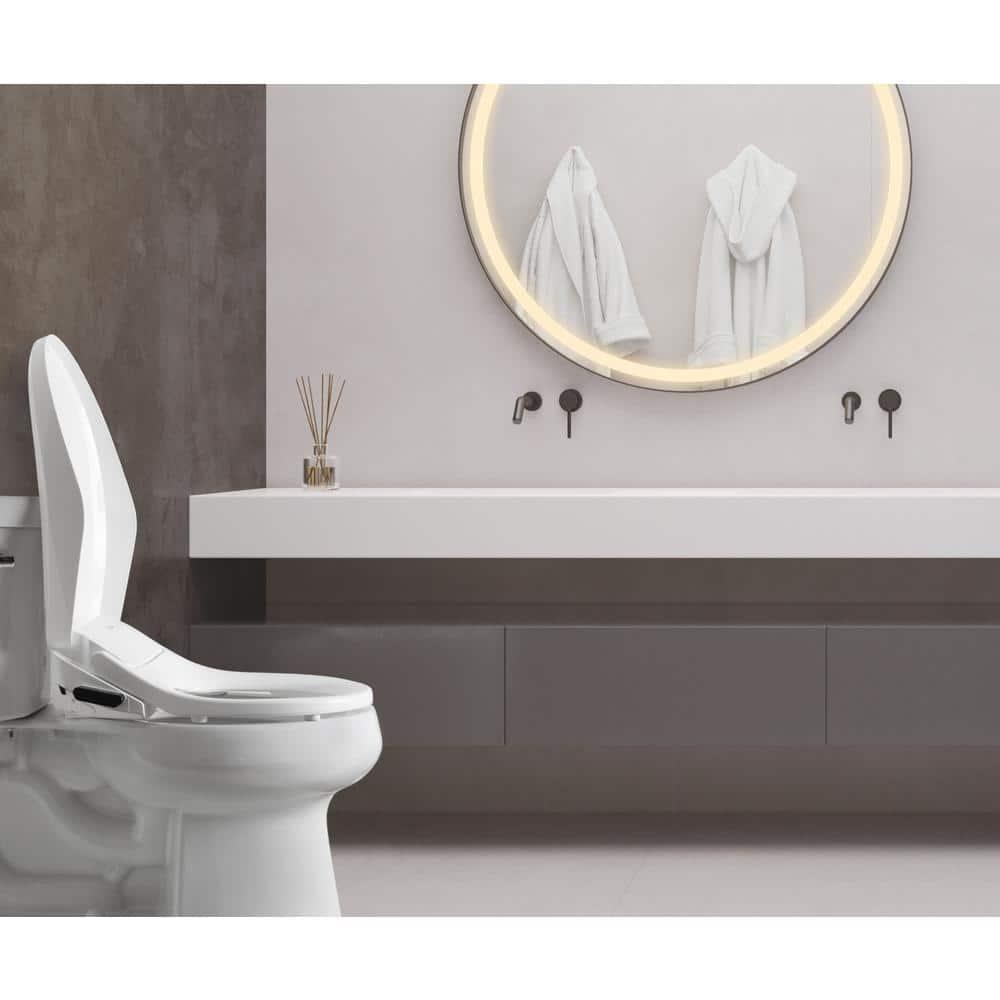 Hulife Electric Bidet Seat for Elongated Toilet with Unlimited Heated Water Heated Seat Dryer Remote Control in White