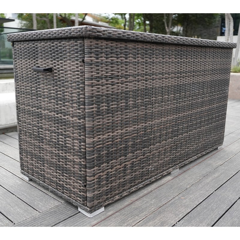 Direct Wicker All-Weather Indoor/ Outdoor Brown Wicker Storage Deck Box Iron