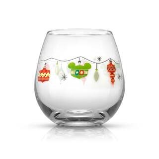 JoyJolt Disney Mickey Mouse Joy O Joy 15 oz. Stemless Wine Glass (Set of 4) JDS10747