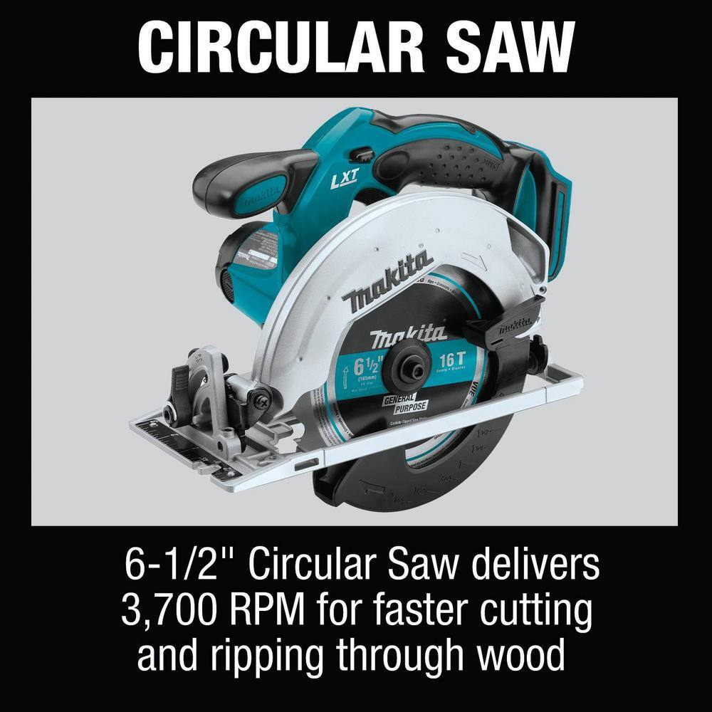 Makita 18V Lithium-Ion Cordless 6-Piece Kit (Drill-Driver Impact Driver Circular Saw Recipro Saw Vacuum Light) 3.0Ah XT614SX1