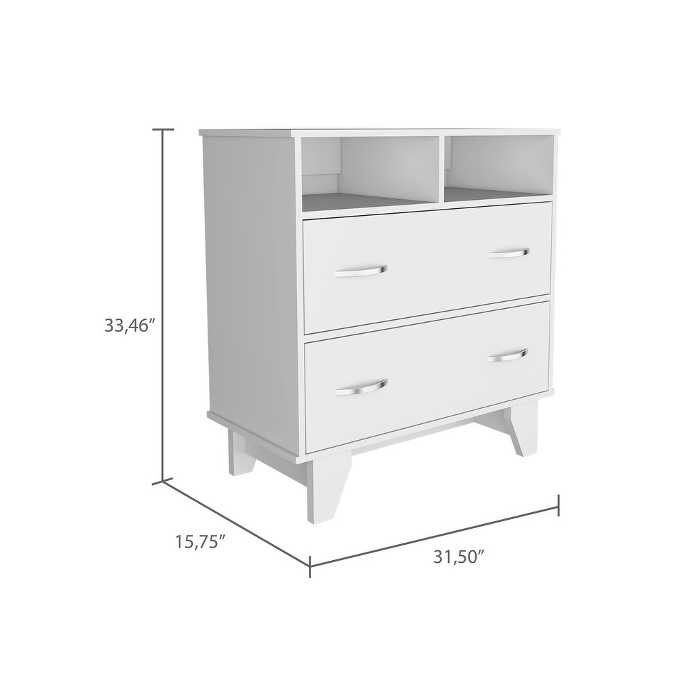 Aaron 2 Drawer 2 Shelf Dresser White