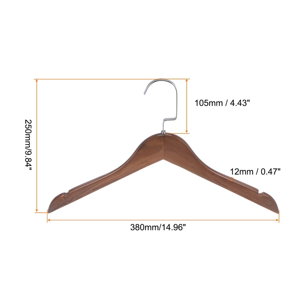 2pcs Retro Wooden Clothes Hangers with Stainless Steel Hook