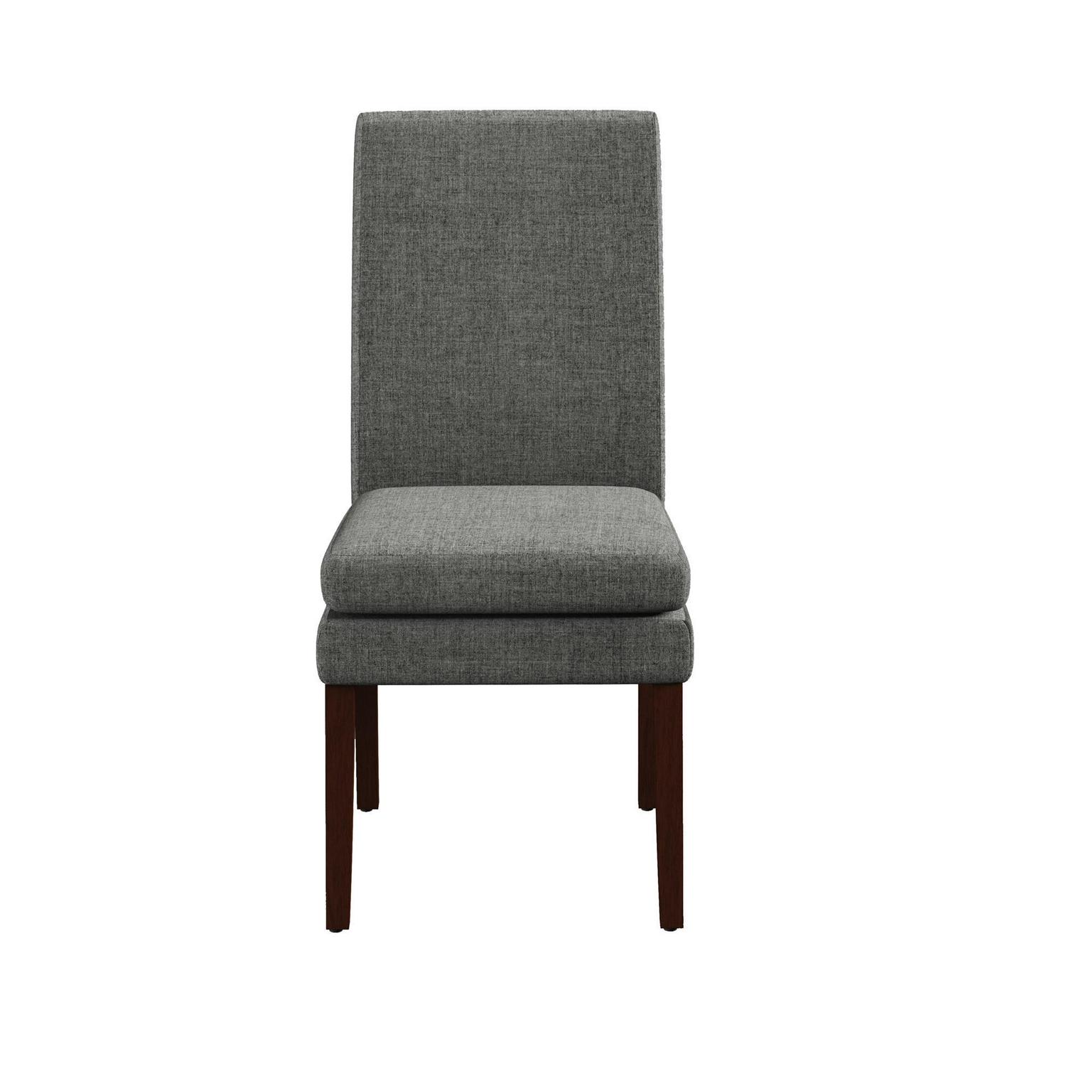 DHP Clark Upholstered Dining Chair Gray Linen with Dark Base Set of 2  Crowdfused