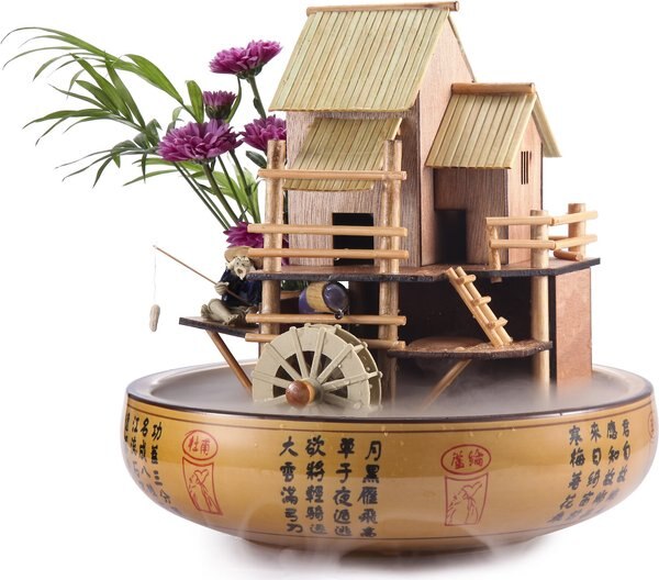 Lifegard Aquatics Decorative Pot Bamboo House Fish Aquarium Fountain and Quiet One Pump