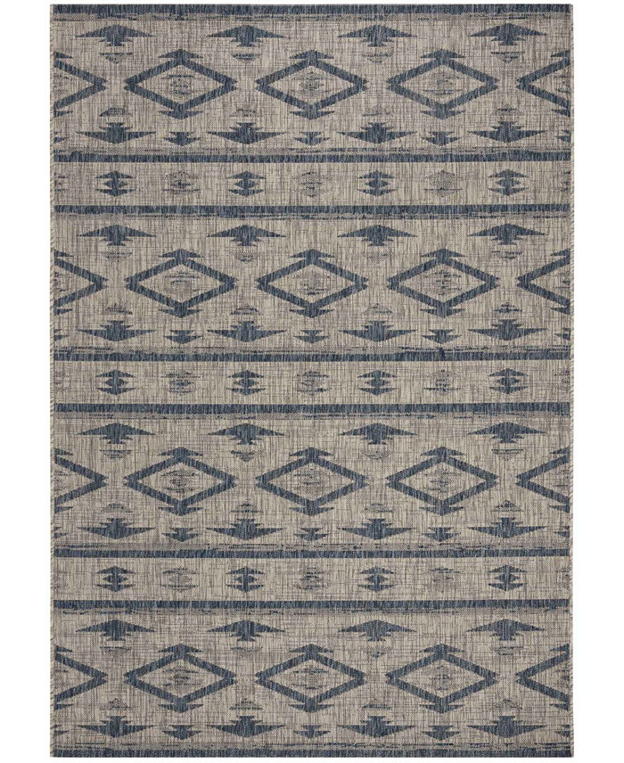 Safavieh Courtyard CY8863 Gray and Navy 5'3 x 7'7 Outdoor Area Rug