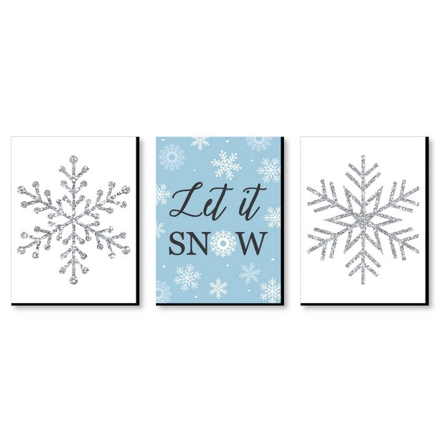 Big Dot Of Happiness Winter Wonderland Holiday Wall Art And Blue Snowflake Decorations 7 5 X 10 Inches Set Of 3 Prints