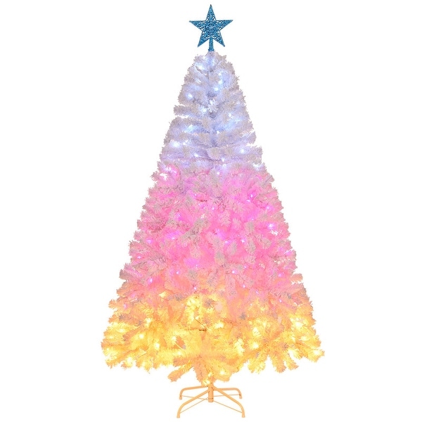 6 Ft Prelit Artificial Christmas Tree with 300 Cold White/Pink/Warm White Lights