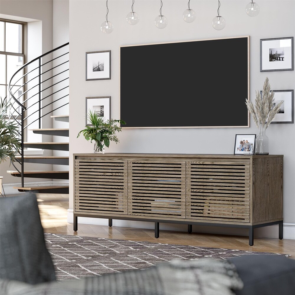 Alphason Studio 68 inch Media Console with Steel Post Base for TVs up to 77 inches