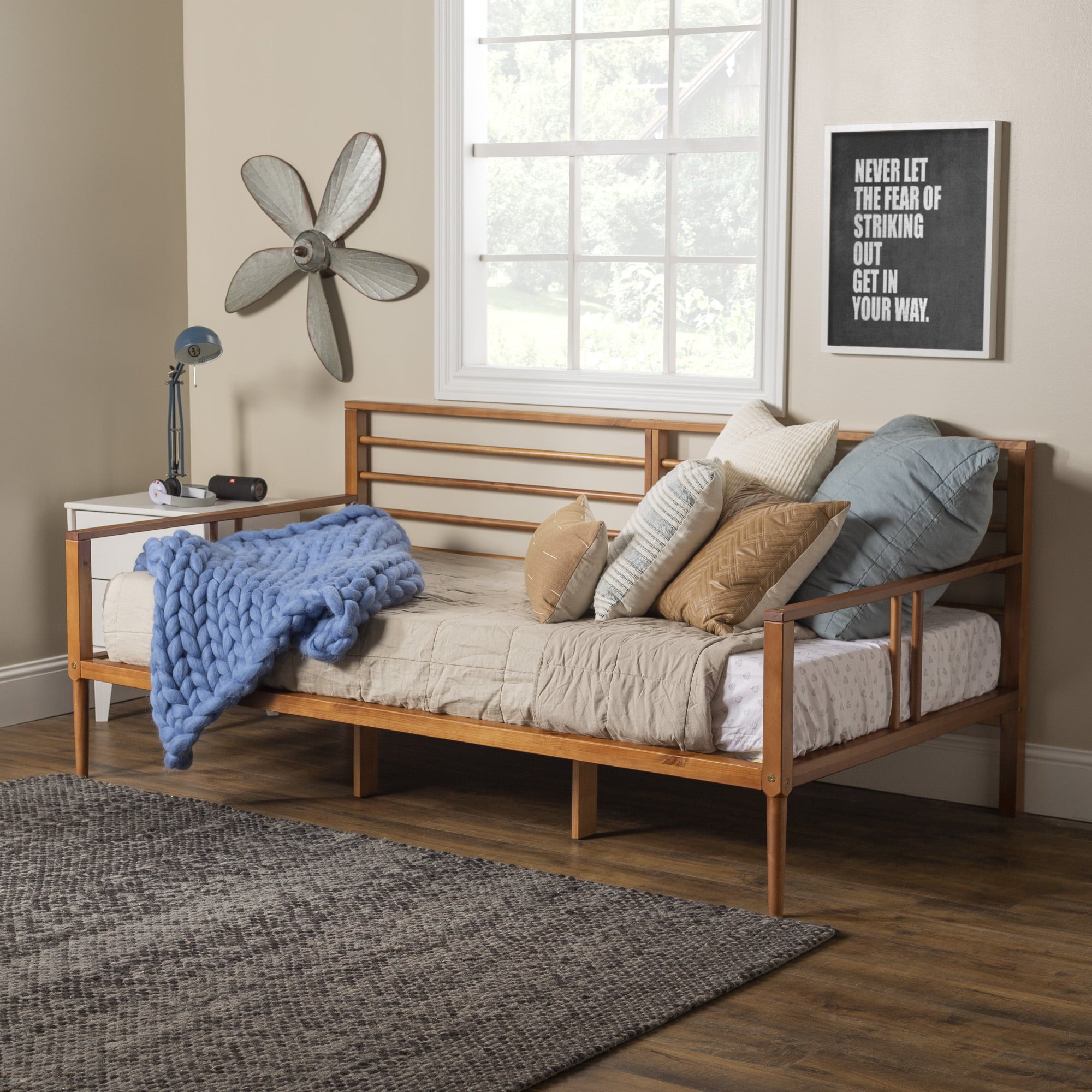 Bellamy Studios Mid-Century Miller Solid Wood Spindle Daybed, Caramel