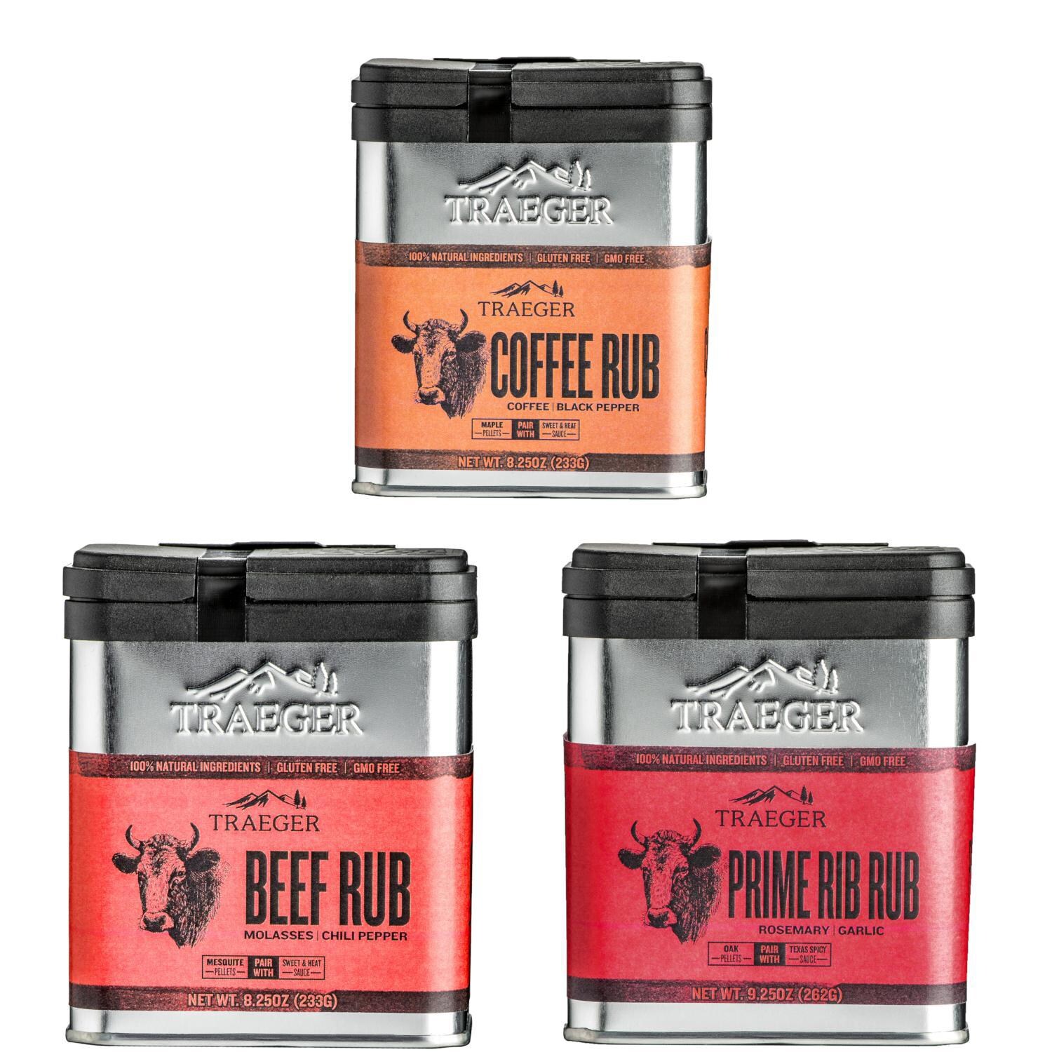 Traeger 3-Pack Beef Rub， Coffee Rub and Prime Rib Rub Seasoning Set